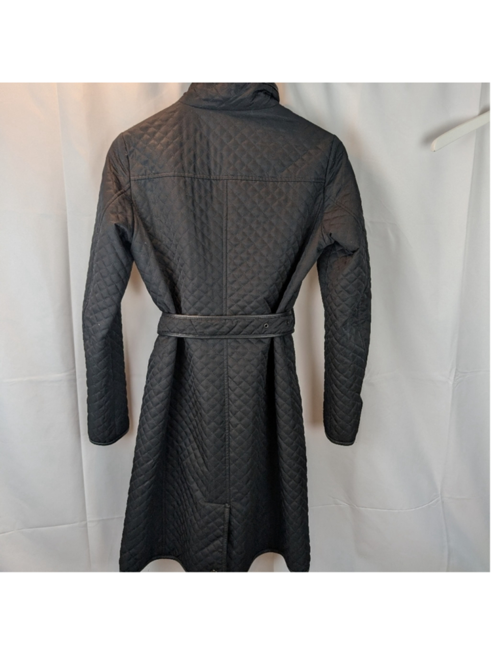 Burberry Quilted Black Belted Women's Coat size S in VGUC - Picture 15 of 16